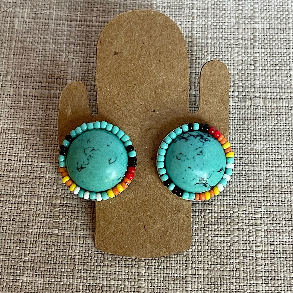 Turquoise and beaded fashion earrings boho western feel